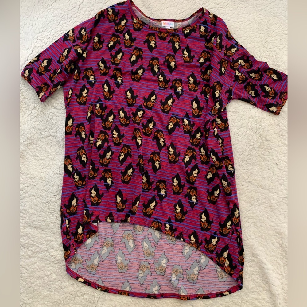 LuLaRoe Disney “Scar” Irma Purple Oversized Tunic Size Large NWOT